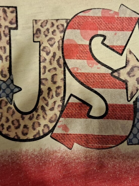 Tops - Patriotic 'USA' Graphic Tank- Red, Cream, Brown Size S/M 4th Of JULY!